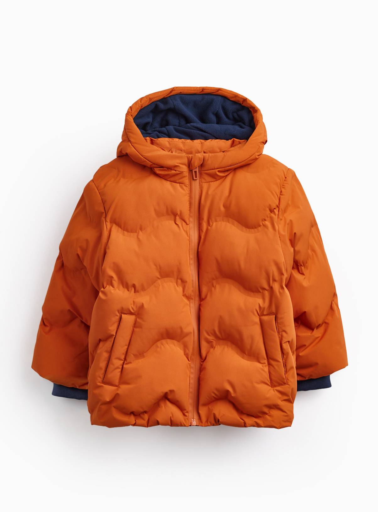 Orange Hooded Puffer Jacket 1-2 years - Image 1