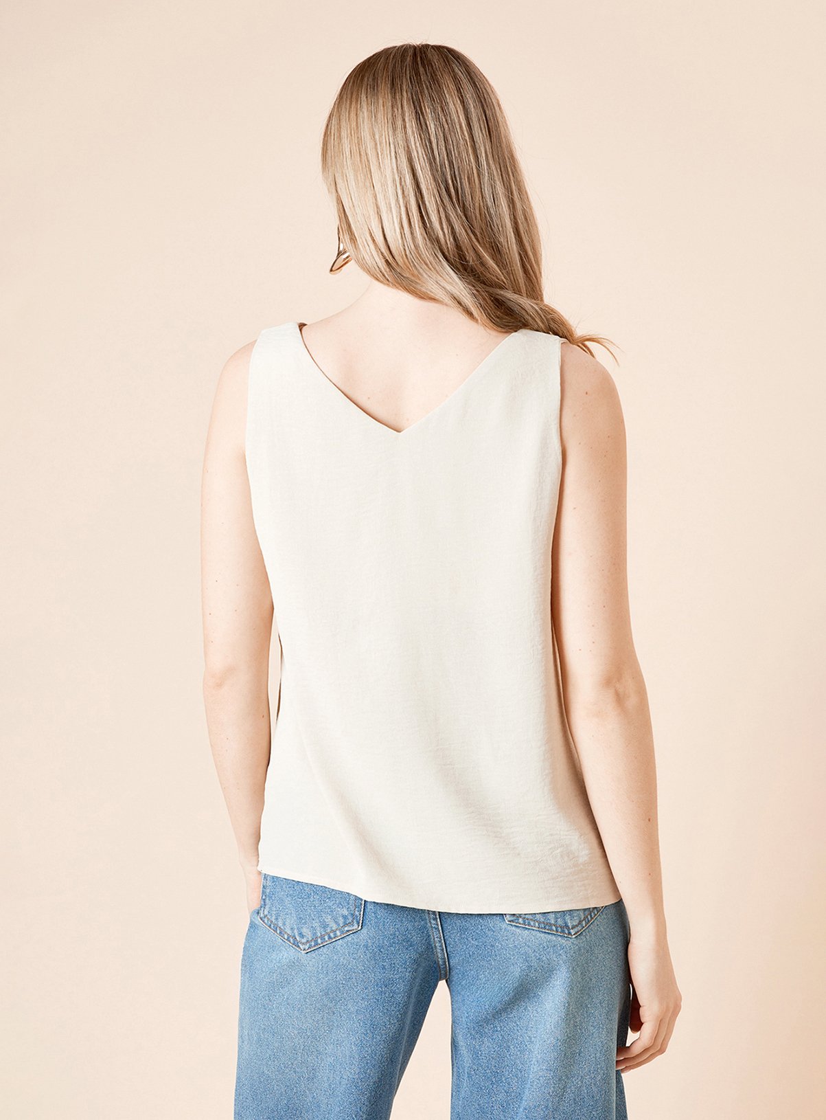 DOROTHY PERKINS Built Up V Neck Cami Stone 8 - Image 4 thumbnail