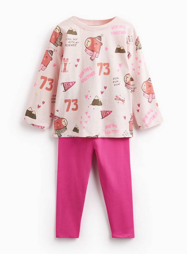 Capybara Print Top and Ribbed Leggings Set 3-4 years