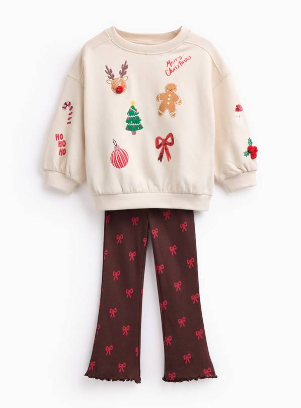 Christmas Cream Sweatshirt and Flare Set 3-4 years