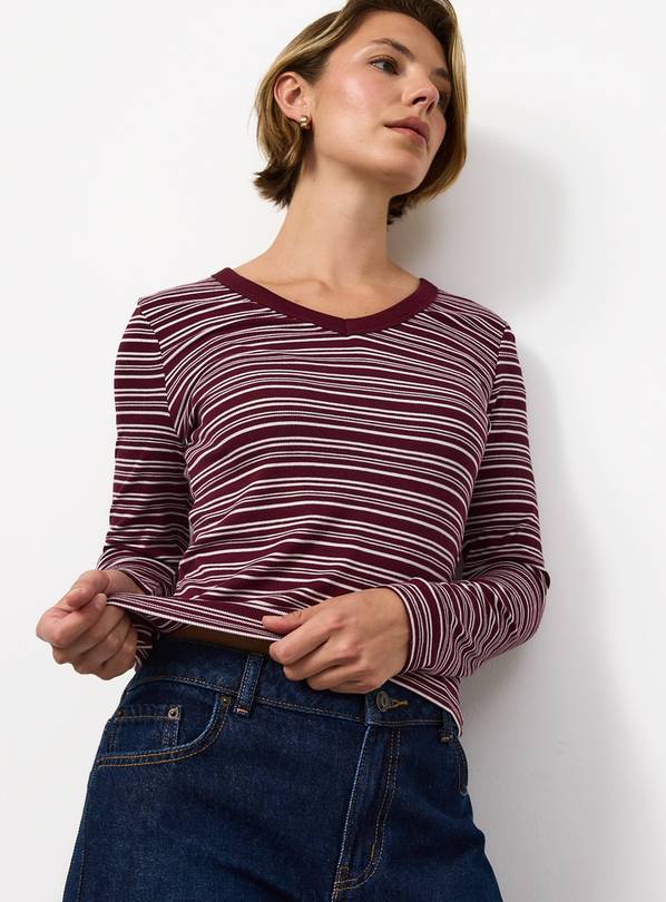 Plum Stripe V-Neck Top 18