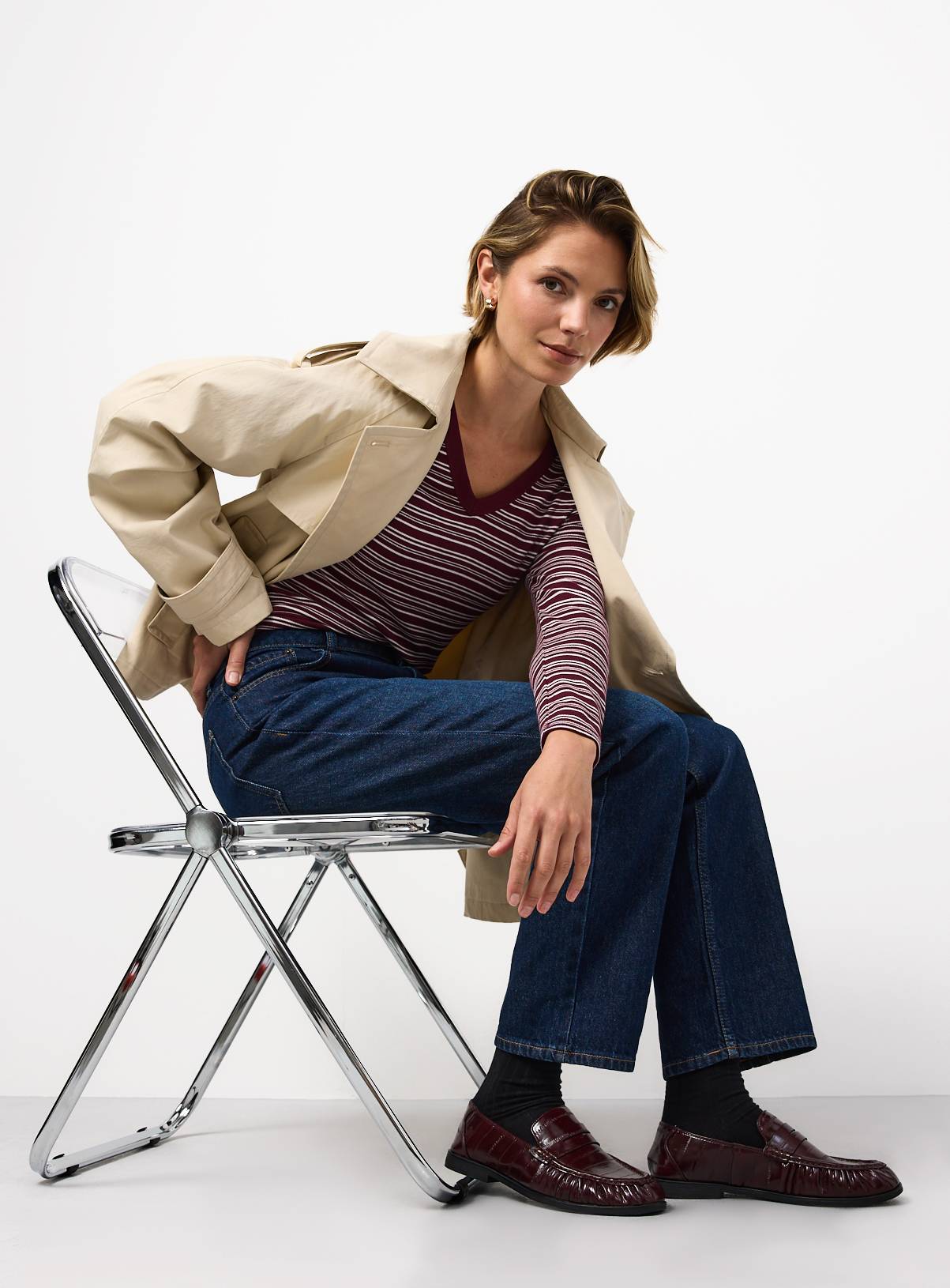 Plum Stripe V-Neck Top 8 - Image 2