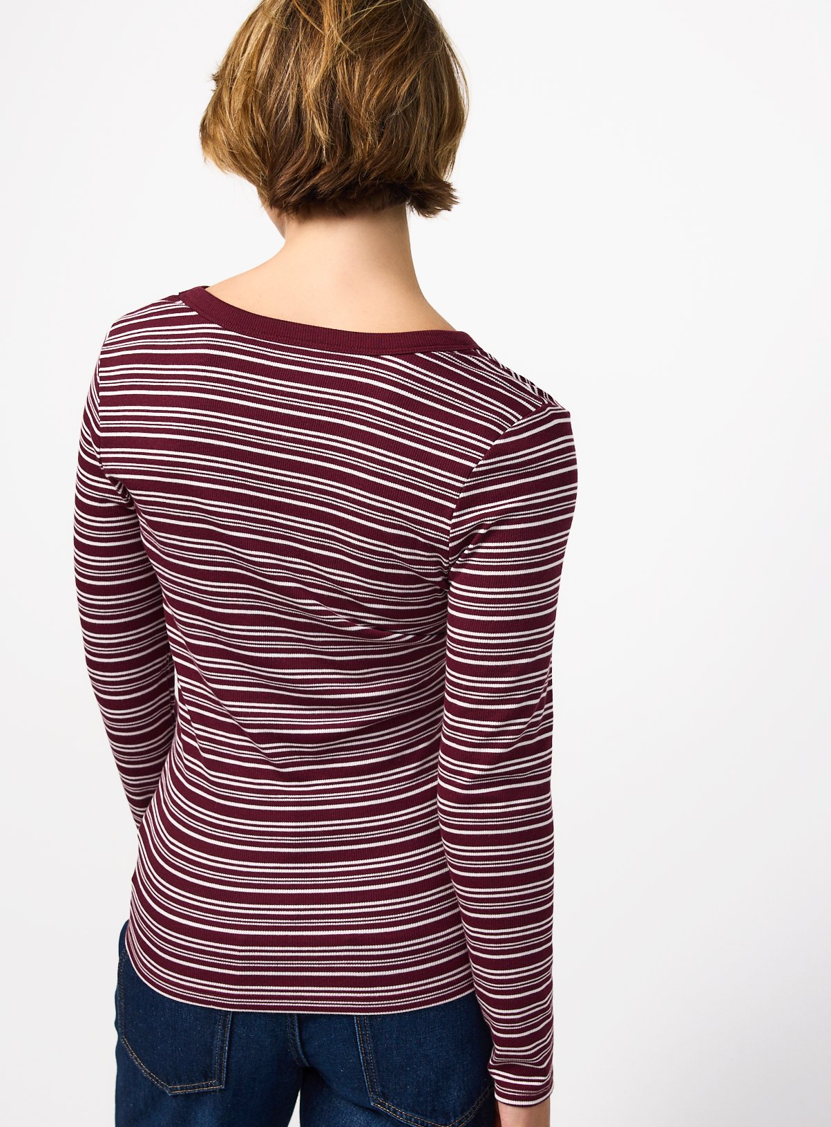 Plum Stripe V-Neck Top 8 - Image 4 thumbnail