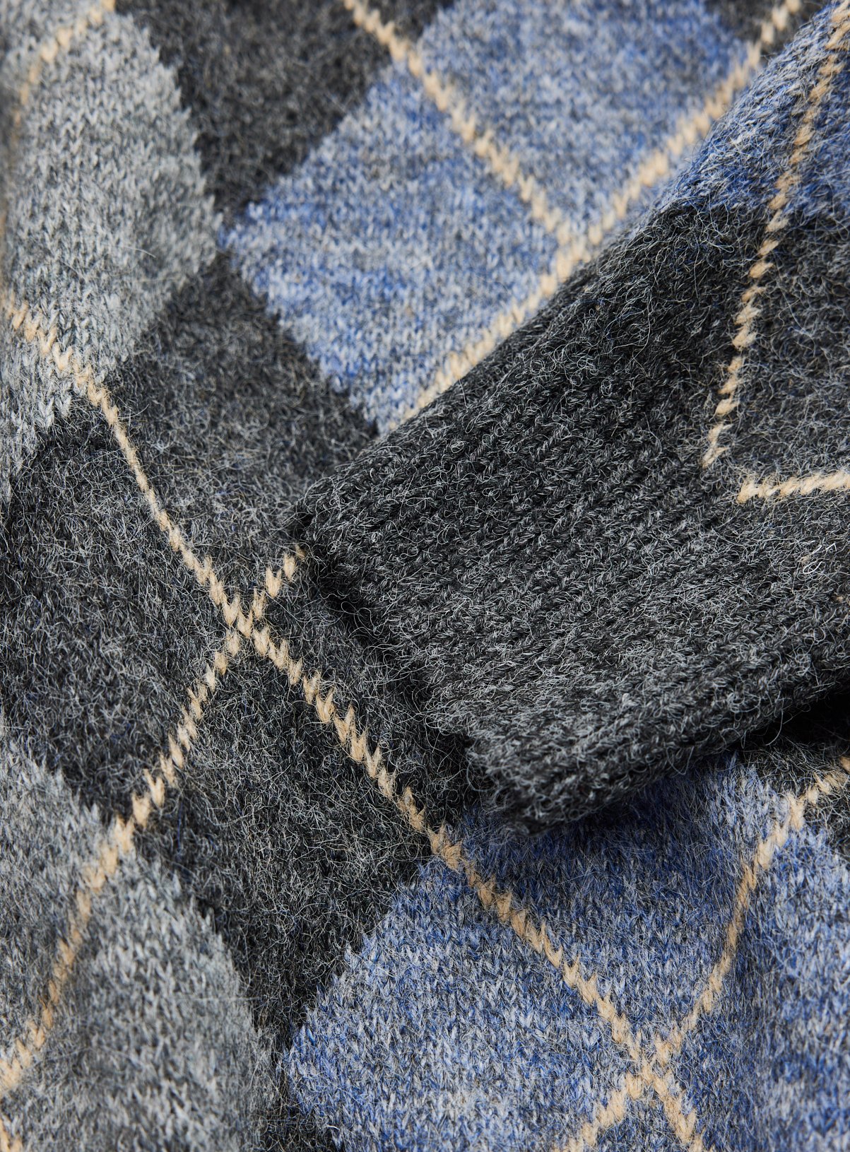 Knitted Argyle Crew Neck Jumper XXXL - Image 4 thumbnail