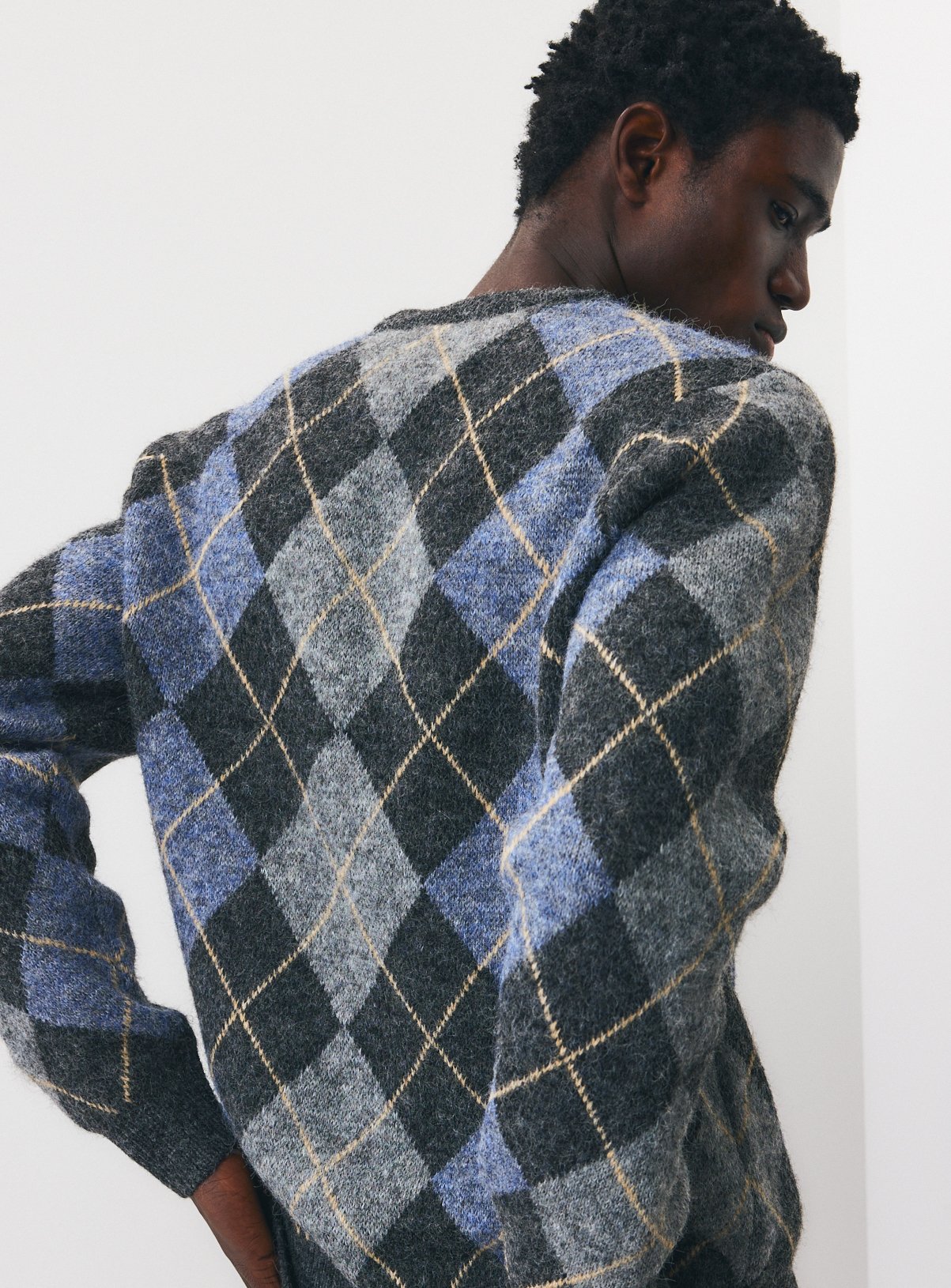 Knitted Argyle Crew Neck Jumper XXXL - Image 6 thumbnail