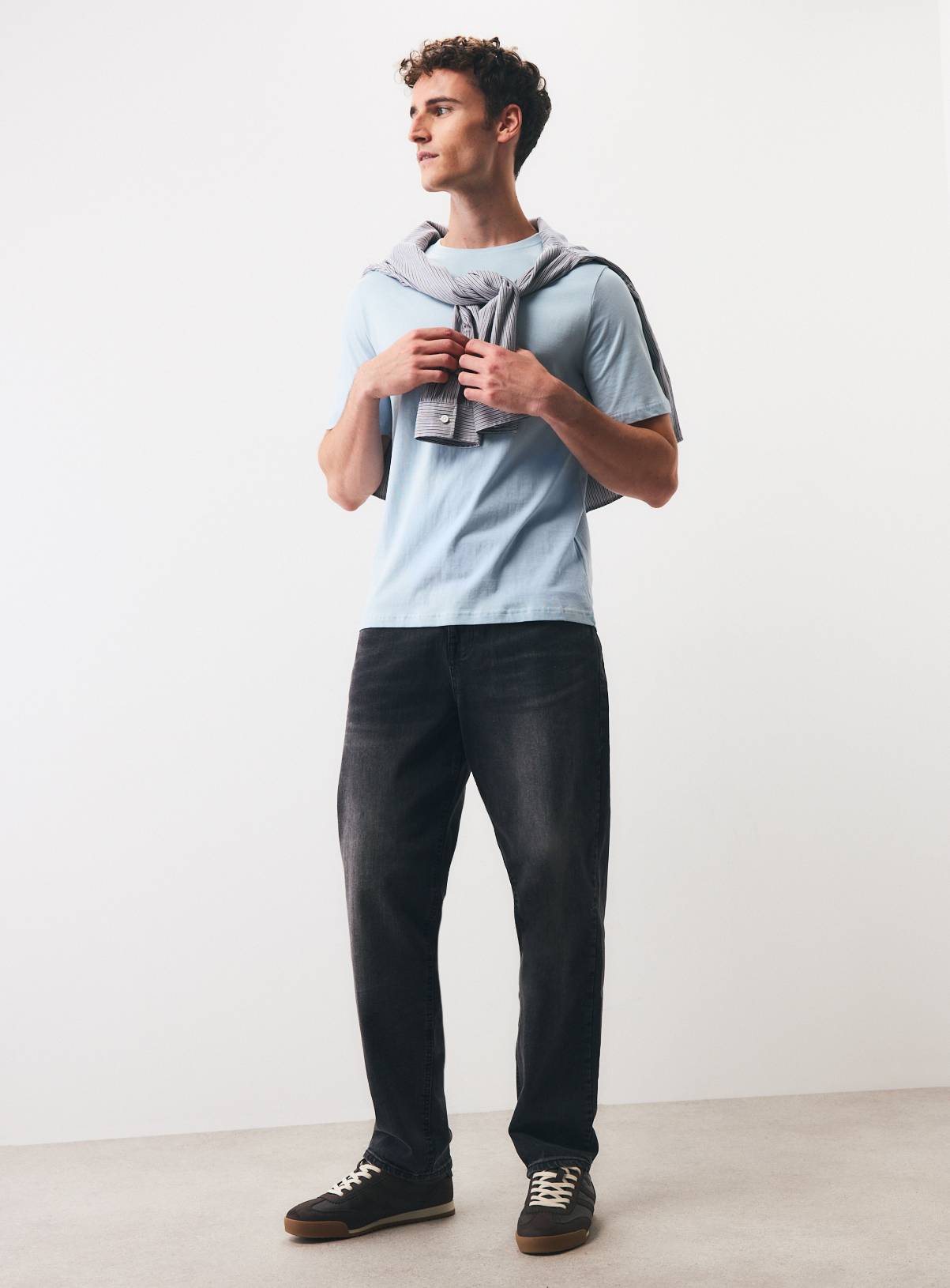 Pale Blue Regular Fit Crewneck T-Shirt L - Image 2