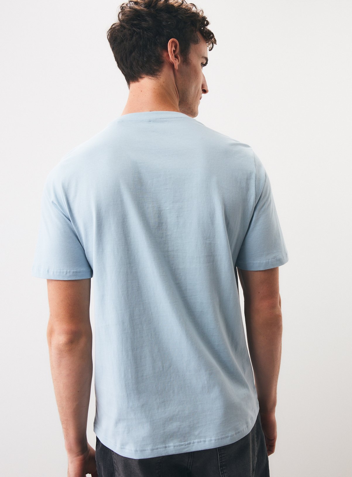 Pale Blue Regular Fit Crewneck T-Shirt L - Image 5 thumbnail