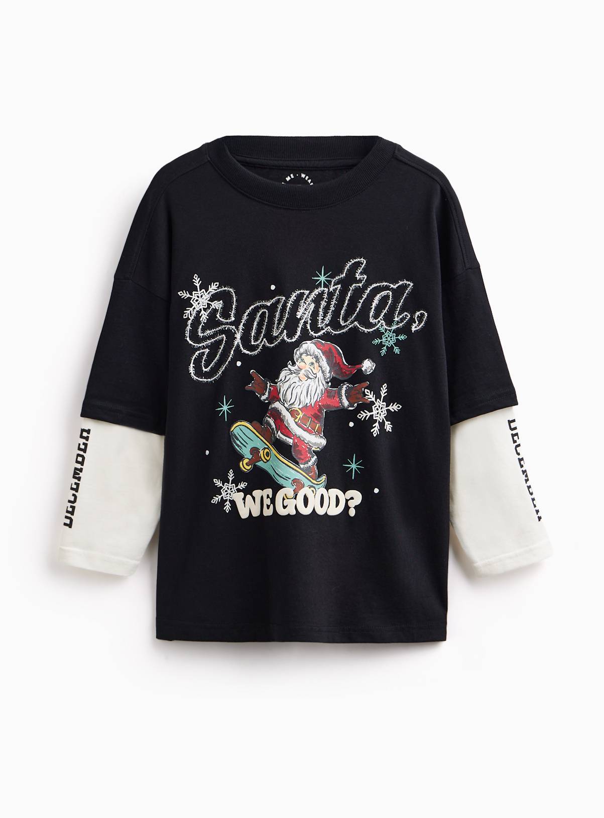 Santa We Good Mock Sleeve T-Shirt 11 years - Image 1