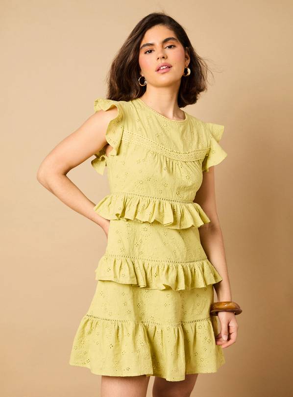 OASIS Ruffle Broderie Mini Dress 12