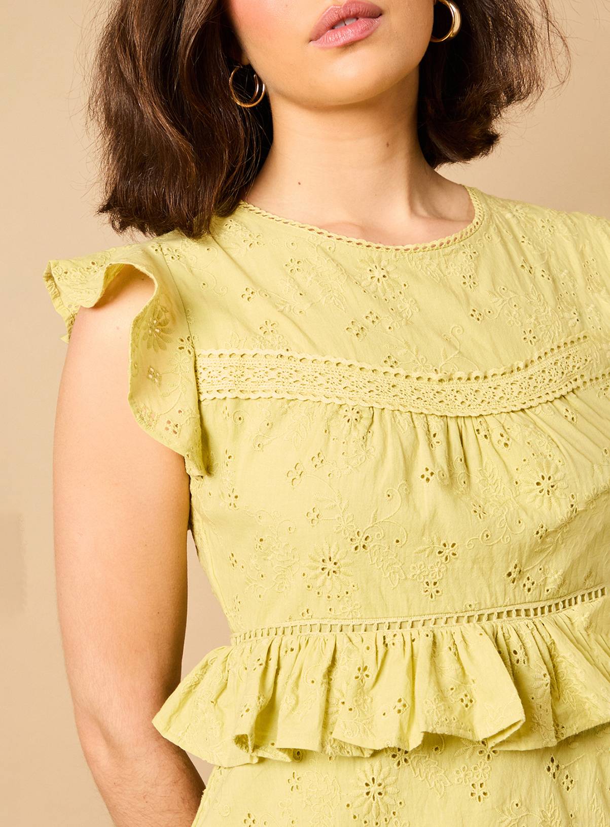 OASIS Ruffle Broderie Mini Dress 14 - Image 5
