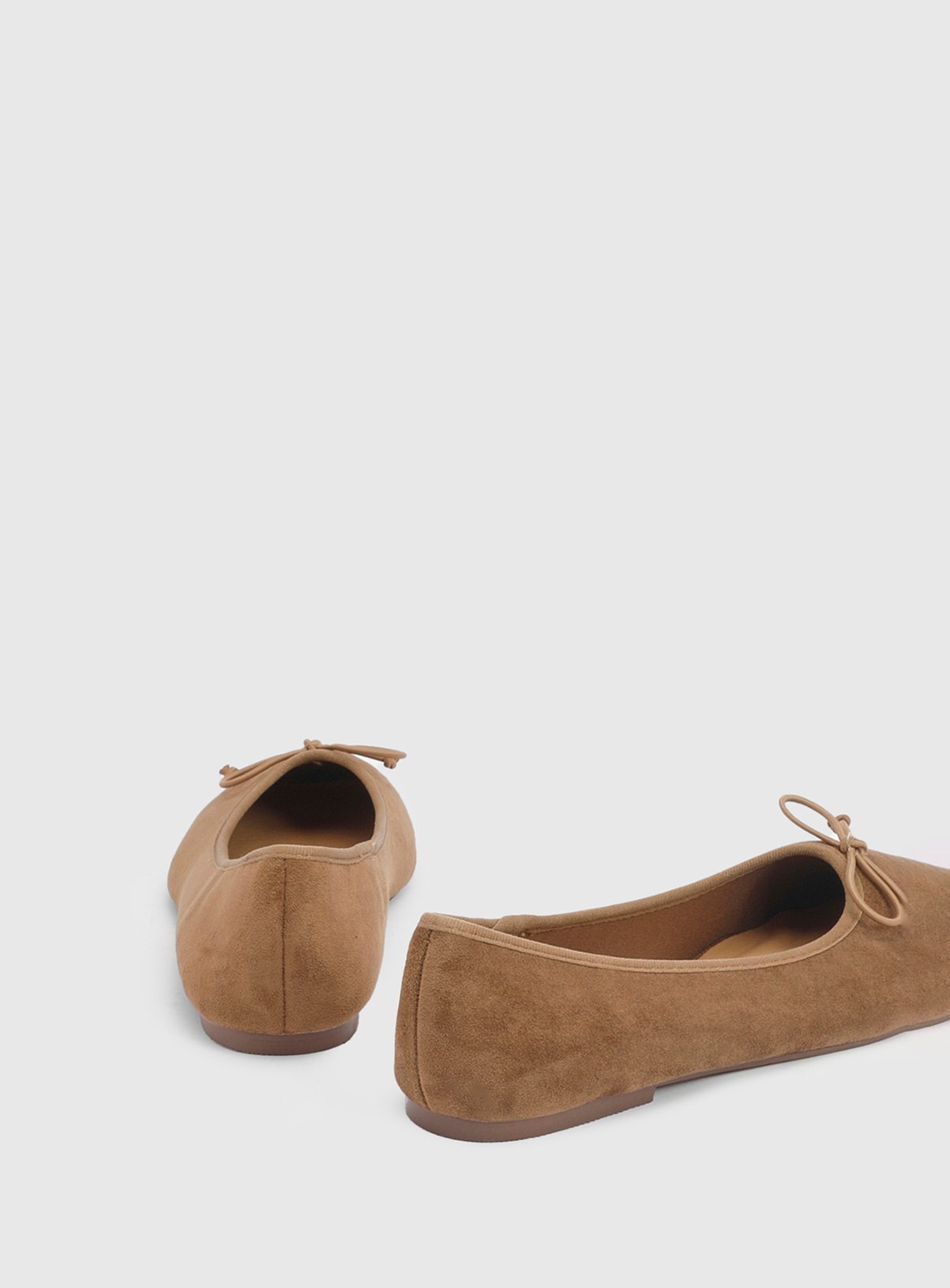 OASIS Beatrice Faux Suede Square Toe Ballet Pump Tan 7 - Image 2 thumbnail