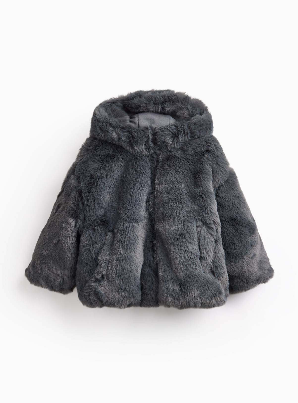 Grey Faux Fur Hooded Jacket 11-12 years - Image 1
