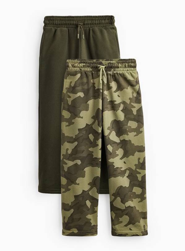 Khaki & Camouflage Wide Leg Joggers 2 Pack 6 years