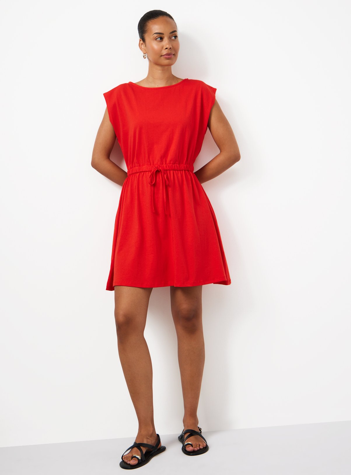Red Jersey Mini Summer Dress 8 - Image 2 thumbnail