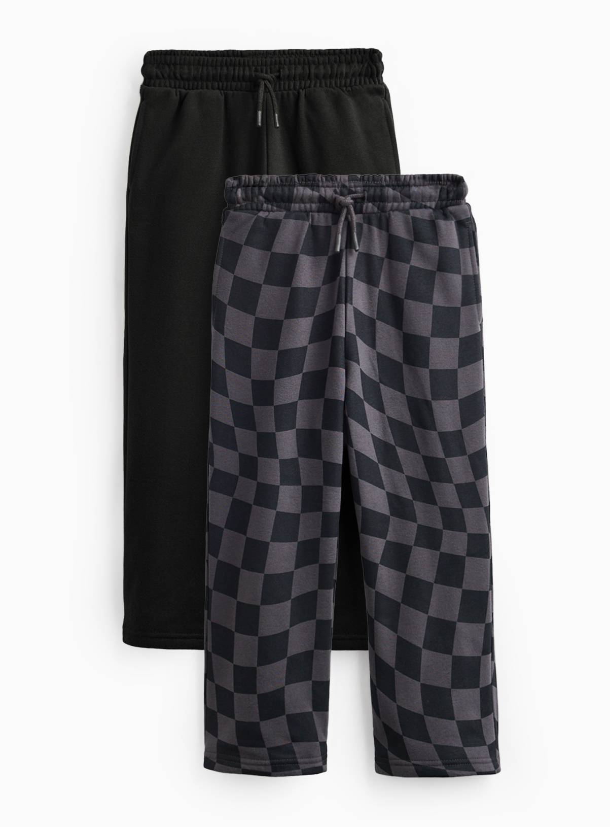 Black & Checkerboard Wide Leg Joggers 2 Pack 5 years - Image 1