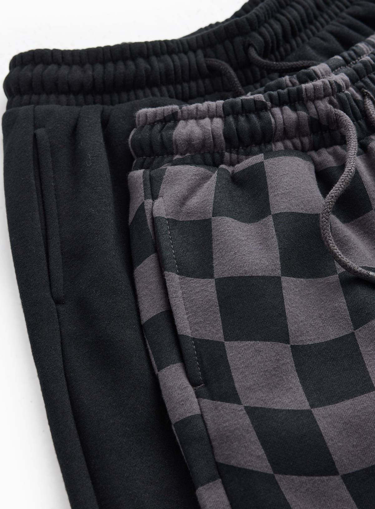 Black & Checkerboard Wide Leg Joggers 2 Pack 5 years - Image 2