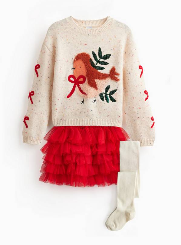 Christmas 3-Piece Top, Tutu & Tights Set 7-8 years