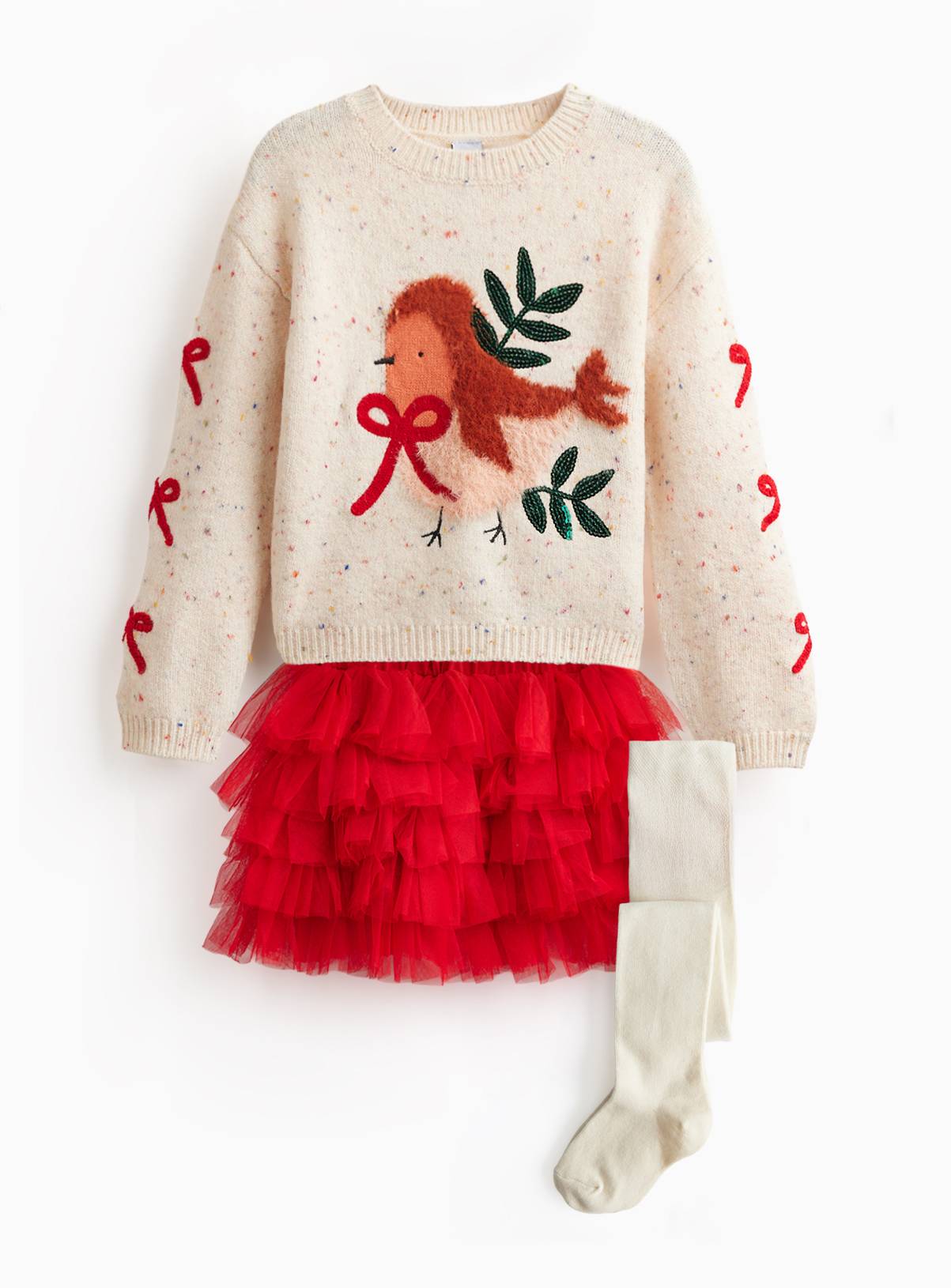 Christmas 3-Piece Top, Tutu & Tights Set 6-7 years - Image 1