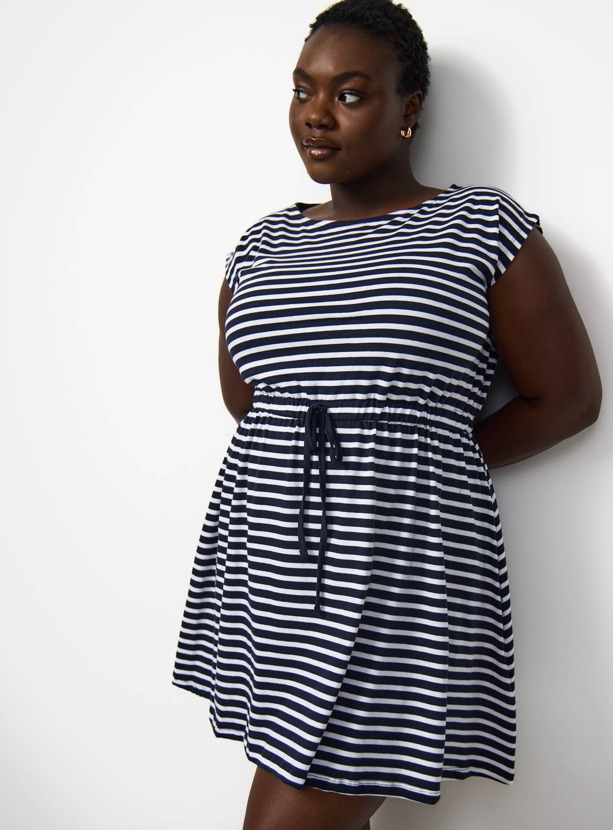 White Stripe Print Mini Dress 8 - Image 2