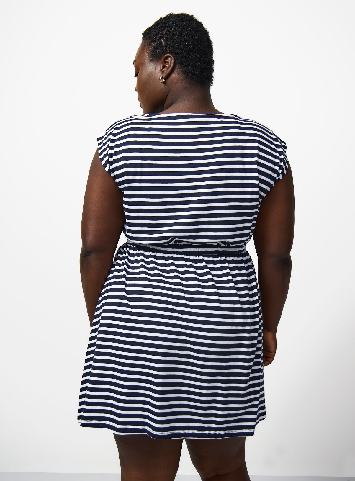 White Stripe Print Mini Dress 8 - Image 4 thumbnail