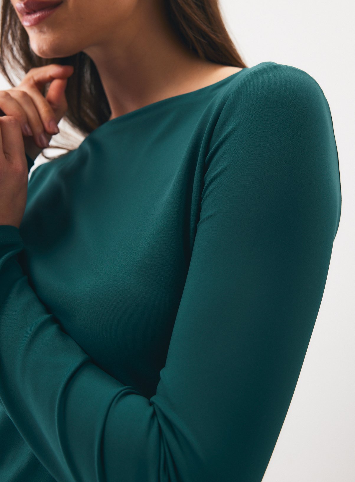 Teal Slash Neck Long-Sleeved Top 12 - Image 3 thumbnail