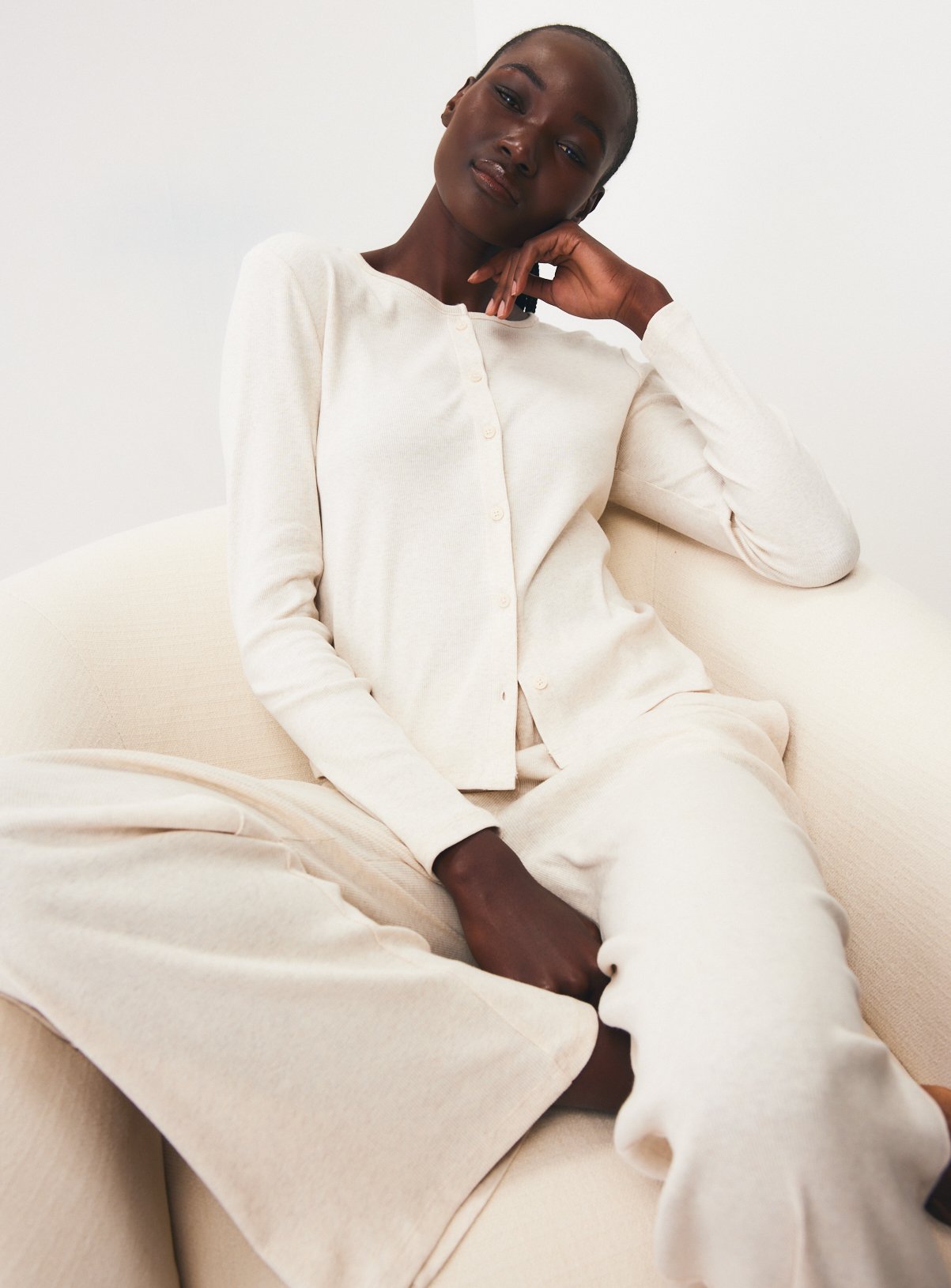 Oatmeal Ribbed Co-ord Cardigan XL - Image 1 thumbnail