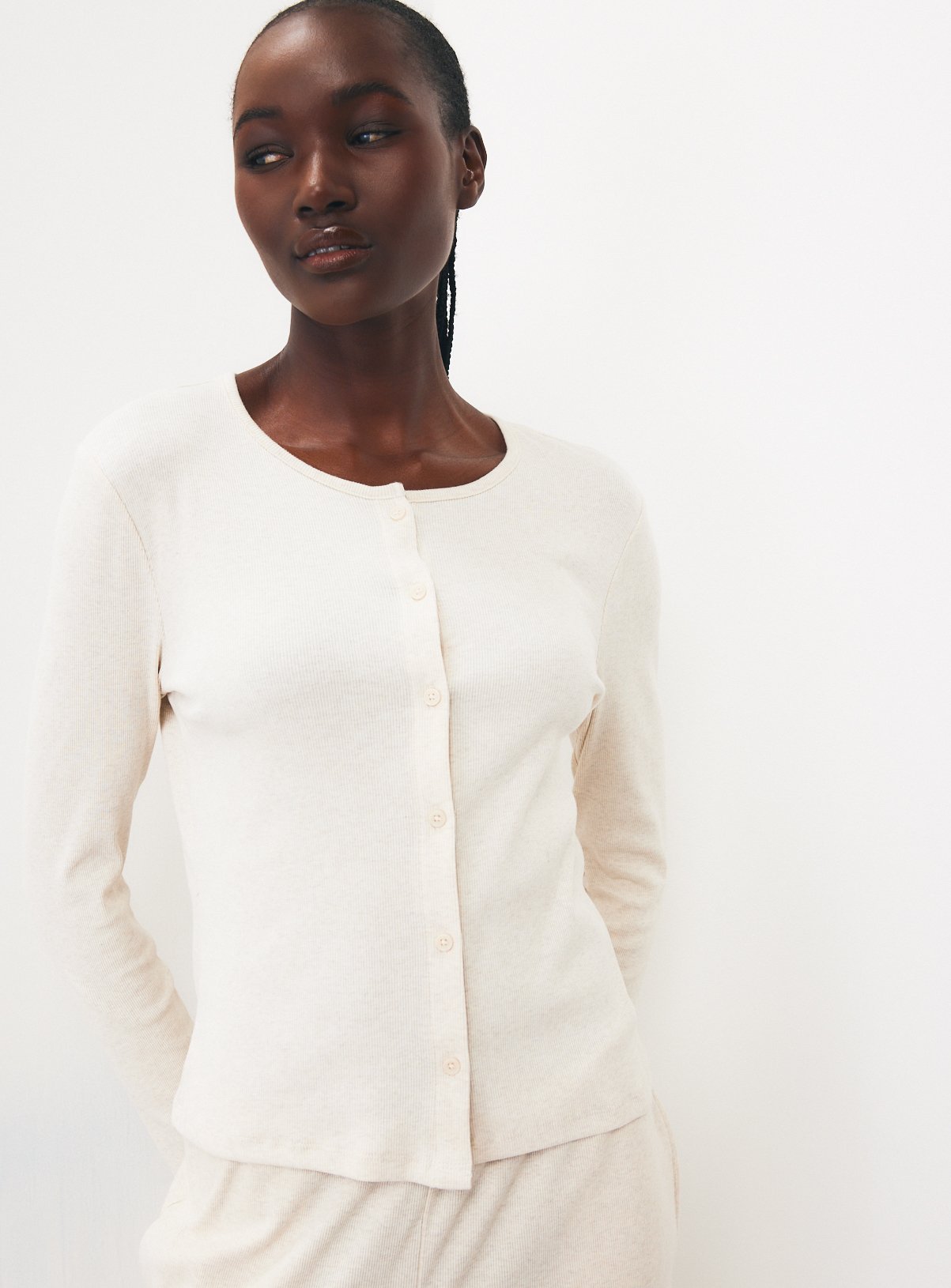 Oatmeal Ribbed Co-ord Cardigan XL - Image 2 thumbnail