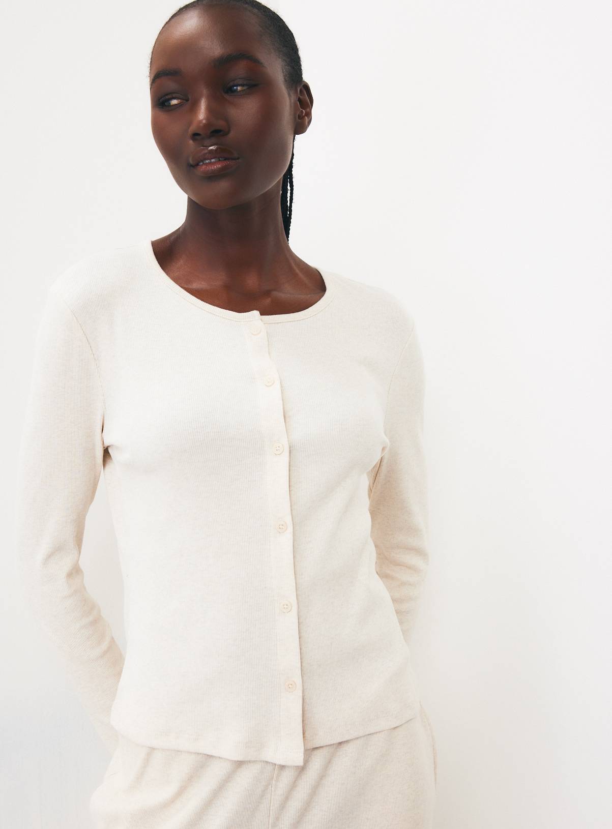 Oatmeal Ribbed Co-ord Cardigan XL - Image 2
