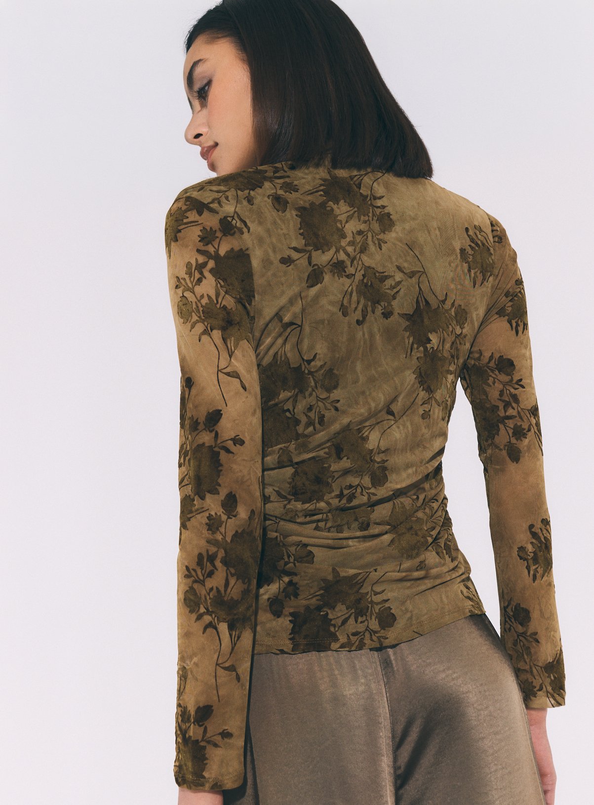 Green Floral Mesh Top 18 - Image 4 thumbnail