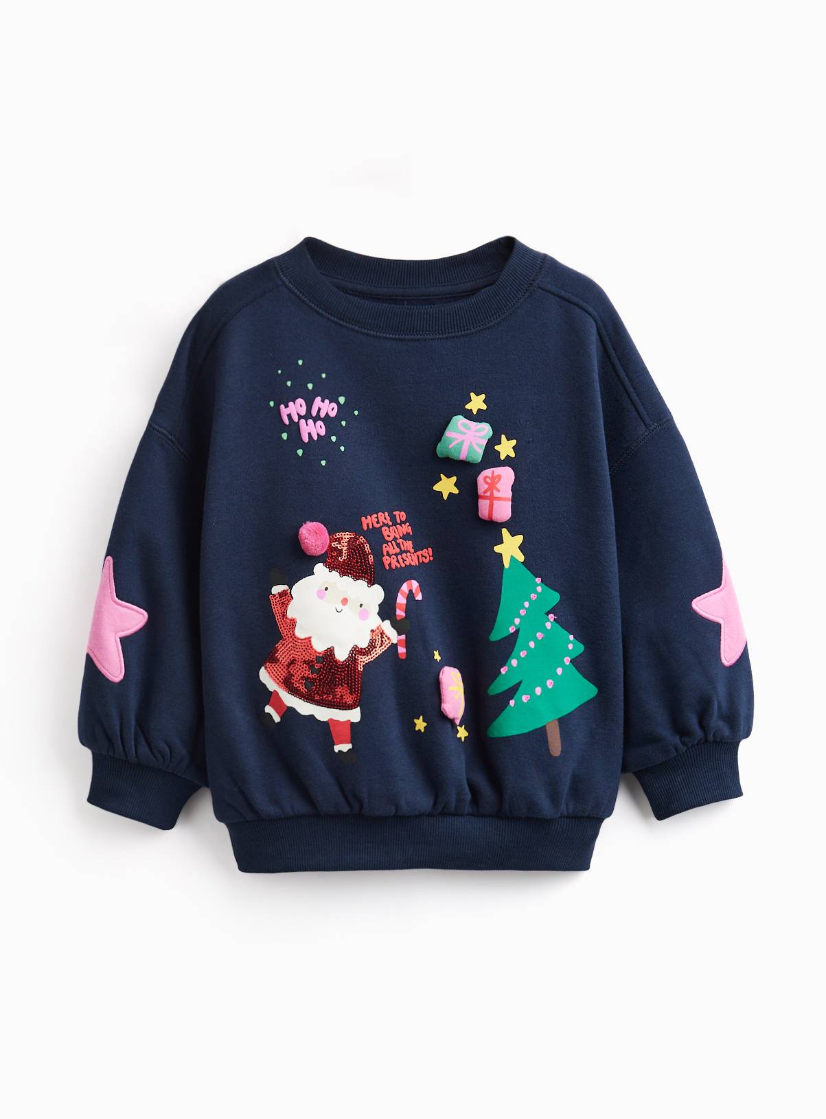 Christmas Santa Sequin Crew Sweatshirt 1-2 years - Image 1