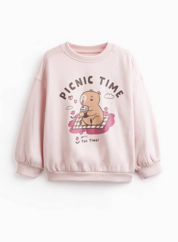 Plum Capybara Picnic Time Crewneck Sweatshirt 4-5 years