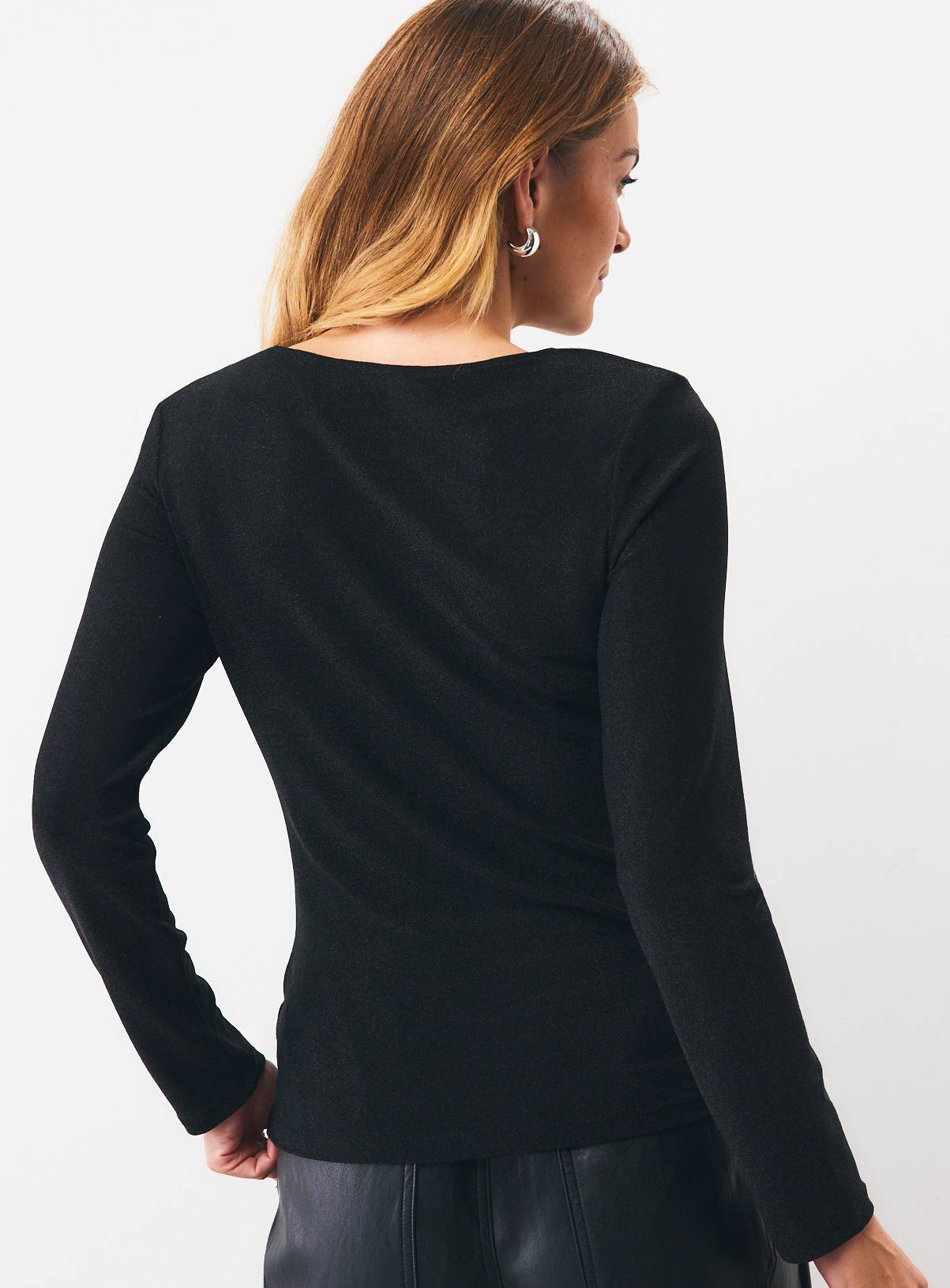 Black Slash Neck Shoulder Pad Top 16 - Image 4