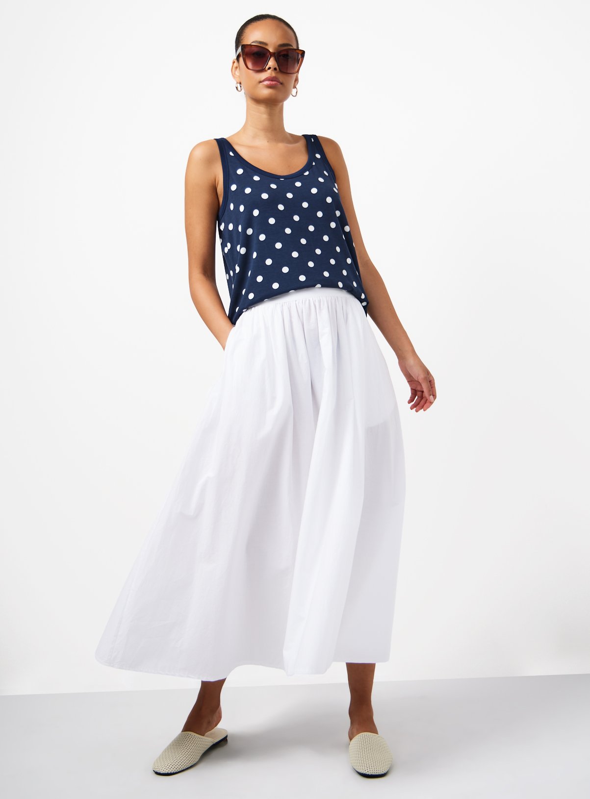 Navy Polka Dot Print Relaxed Fit Vest L - Image 2 thumbnail