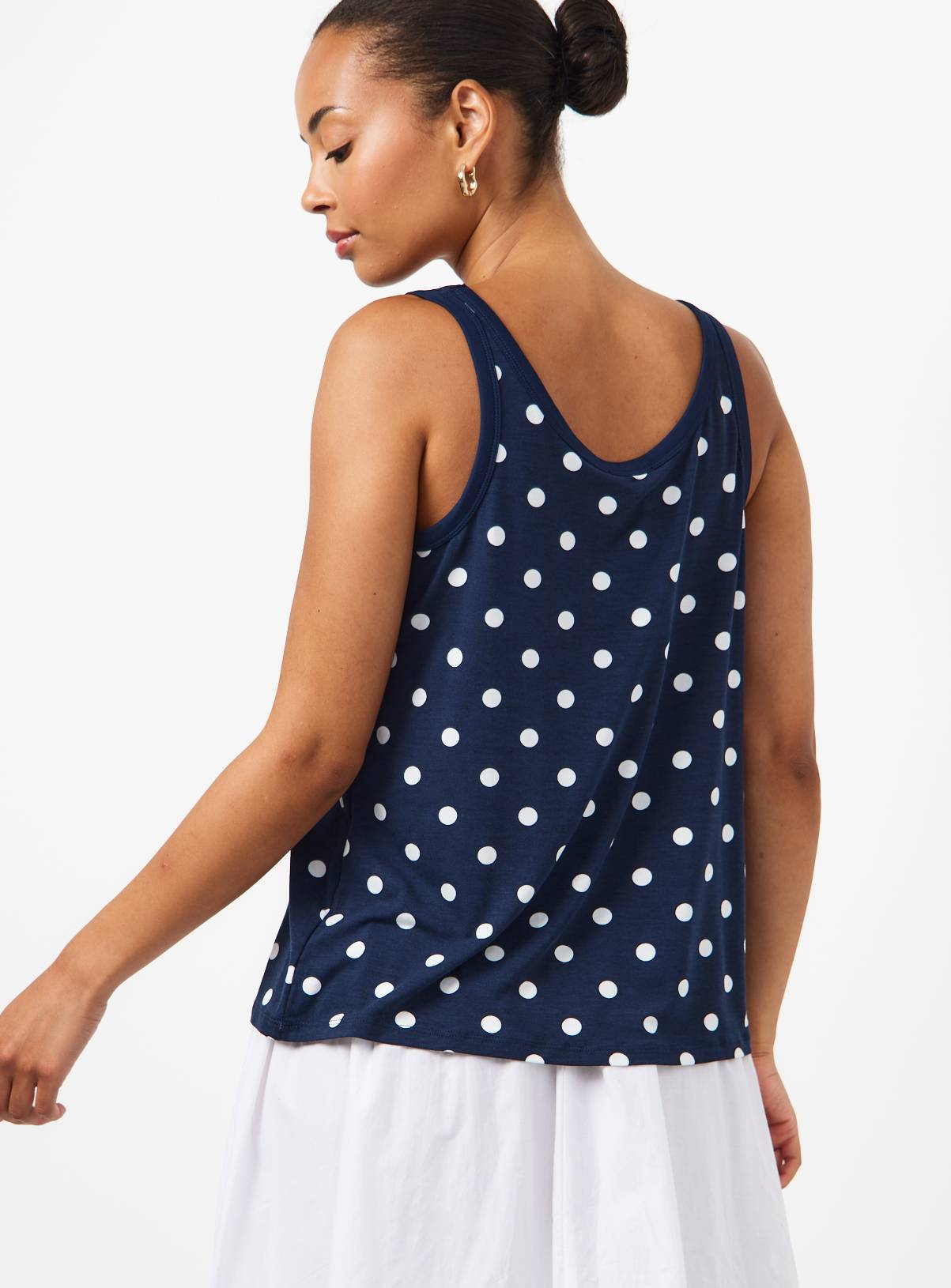 Navy Polka Dot Print Relaxed Fit Vest L - Image 4