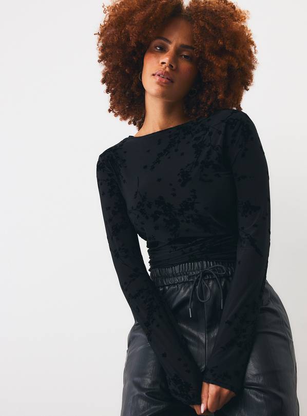 Black Devore Jersey Long Sleeve Top 10