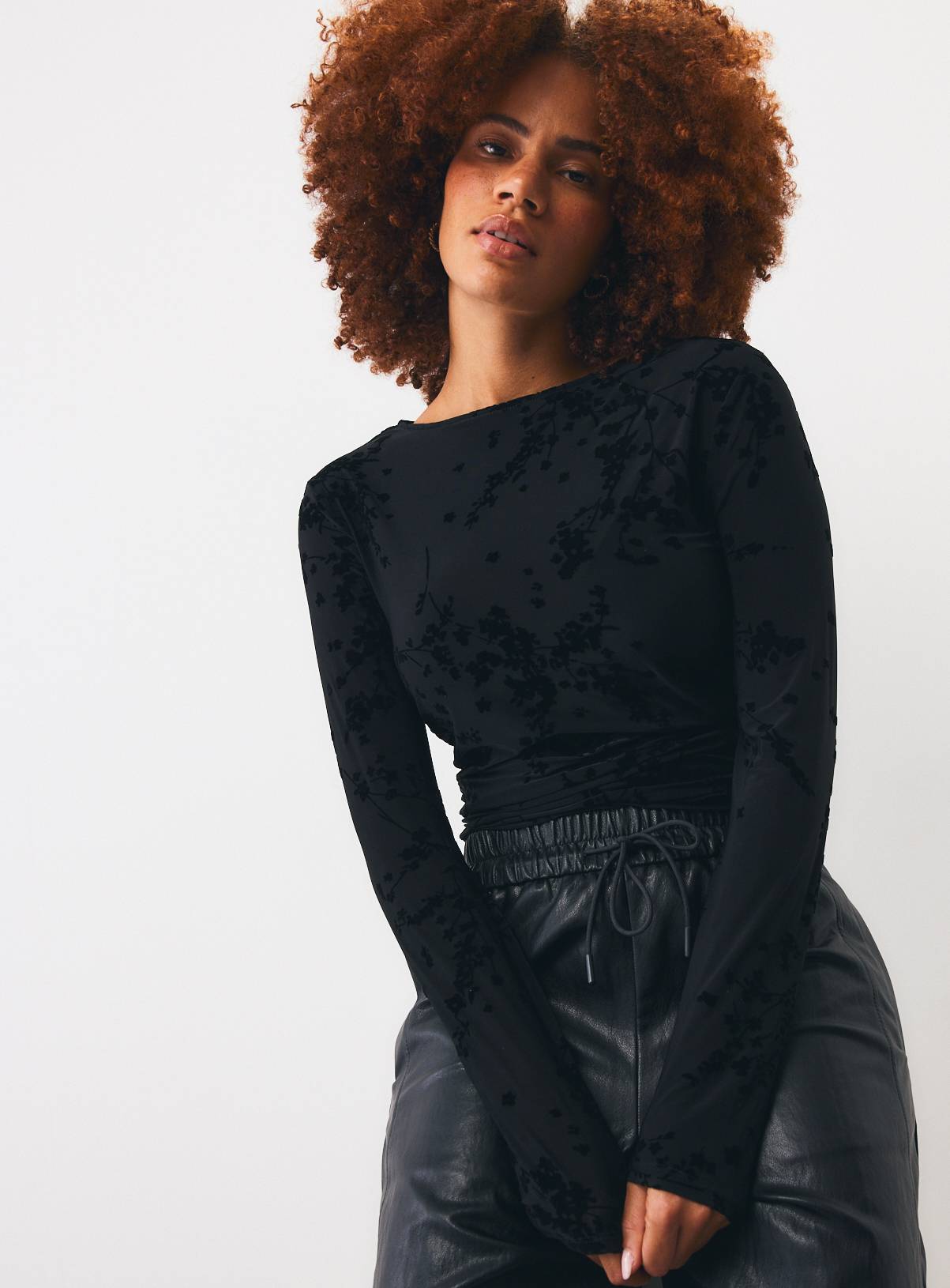 Black Devore Jersey Long Sleeve Top 6 - Image 1