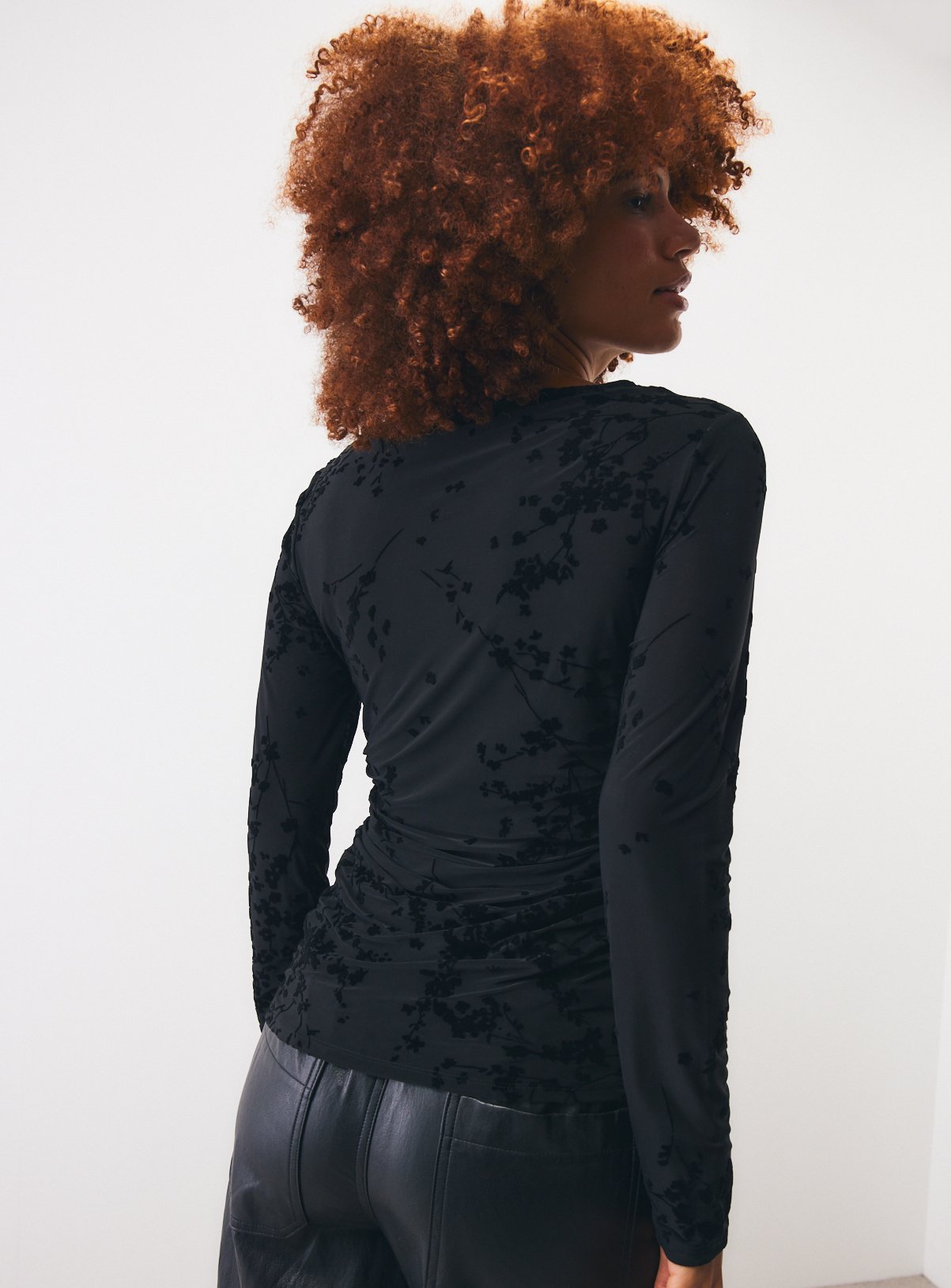 Black Devore Jersey Long Sleeve Top 6 - Image 4 thumbnail
