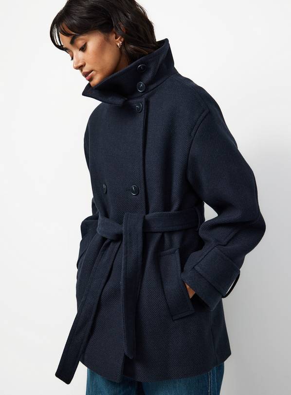 Navy Funnel Neck Coat M