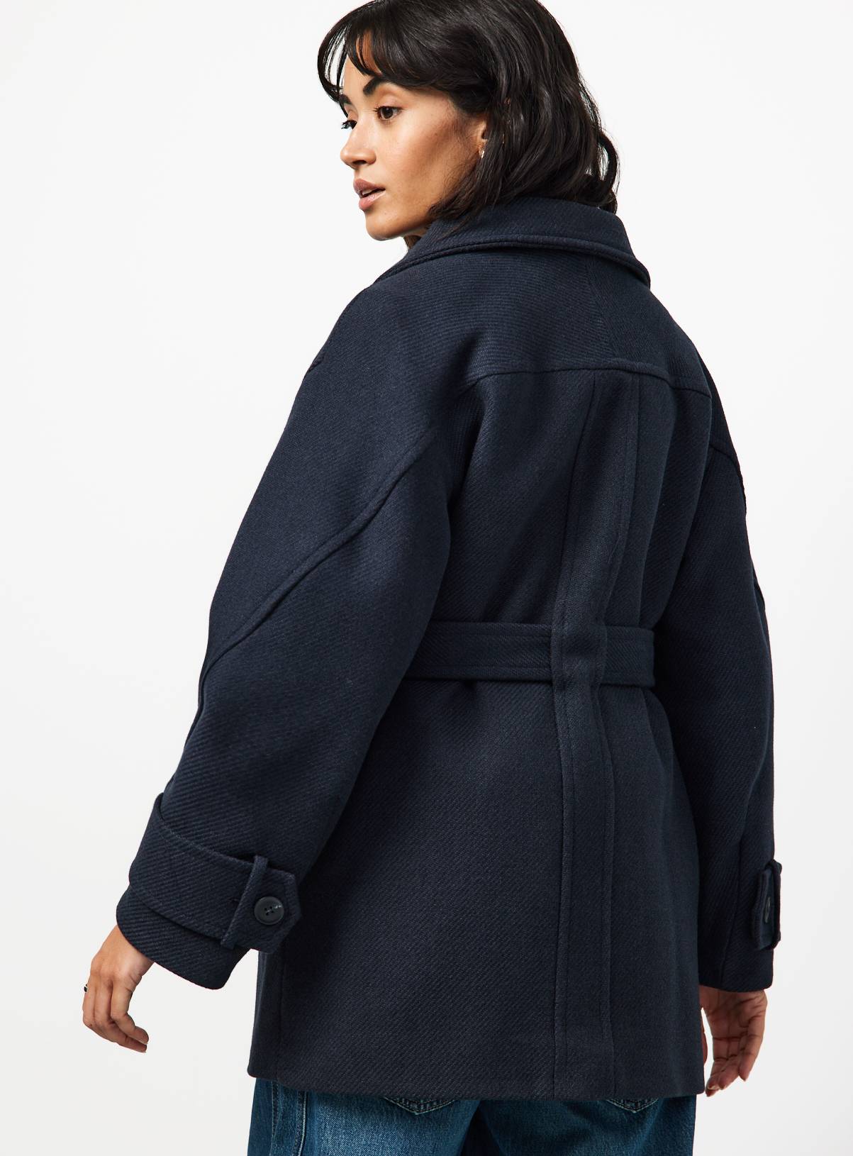 Navy Funnel Neck Coat M - Image 4