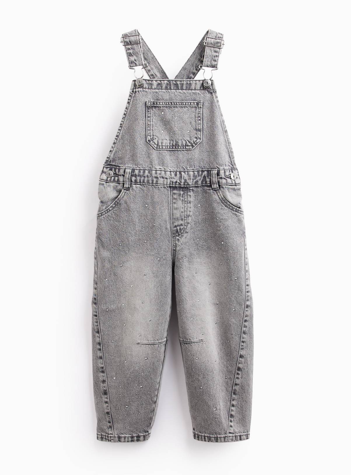 Grey Barrel Leg Denim Dungarees 6 years - Image 1