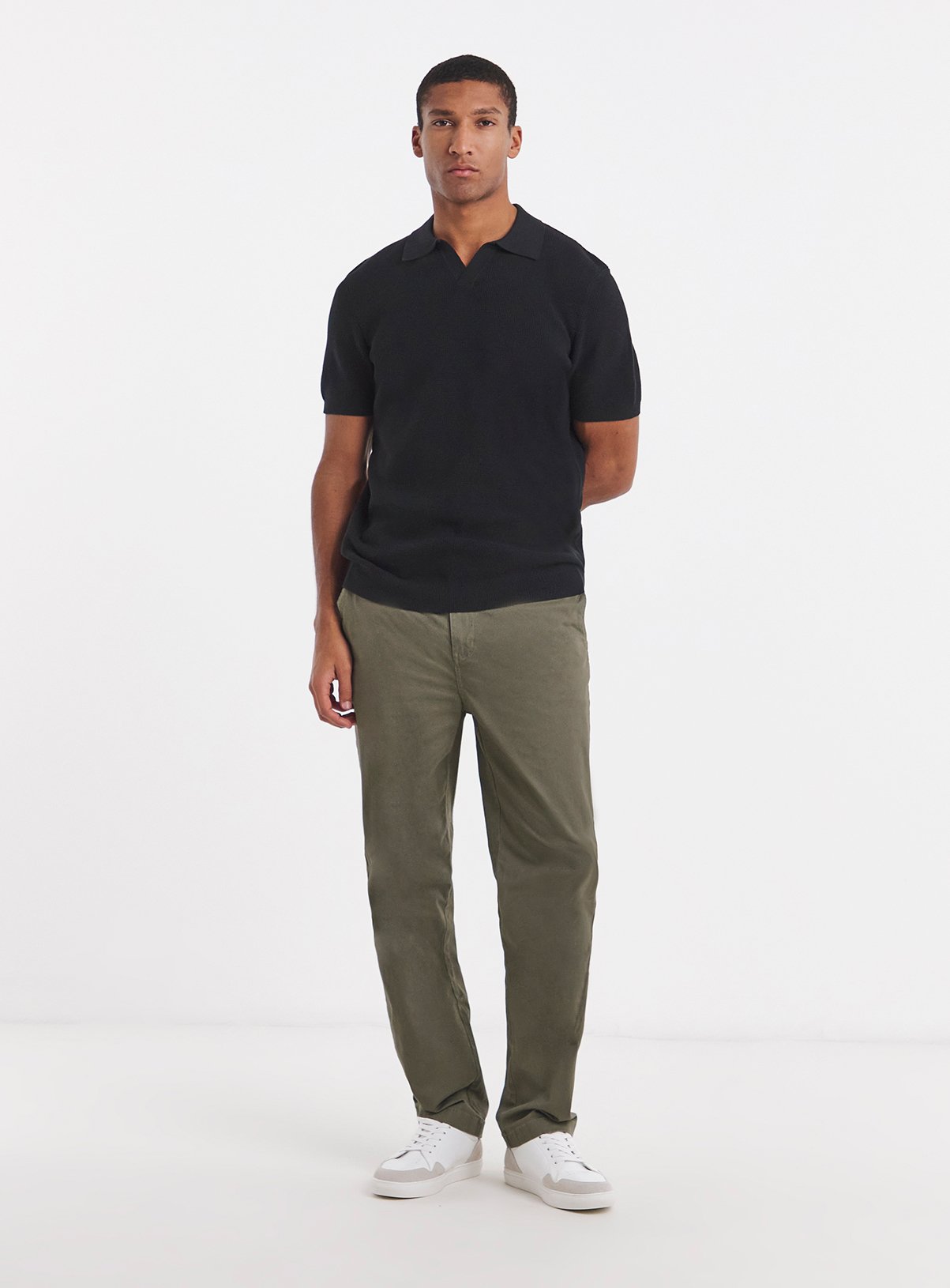 JACAMO Open Neck Knitted Textured Polo Black L - Image 4 thumbnail