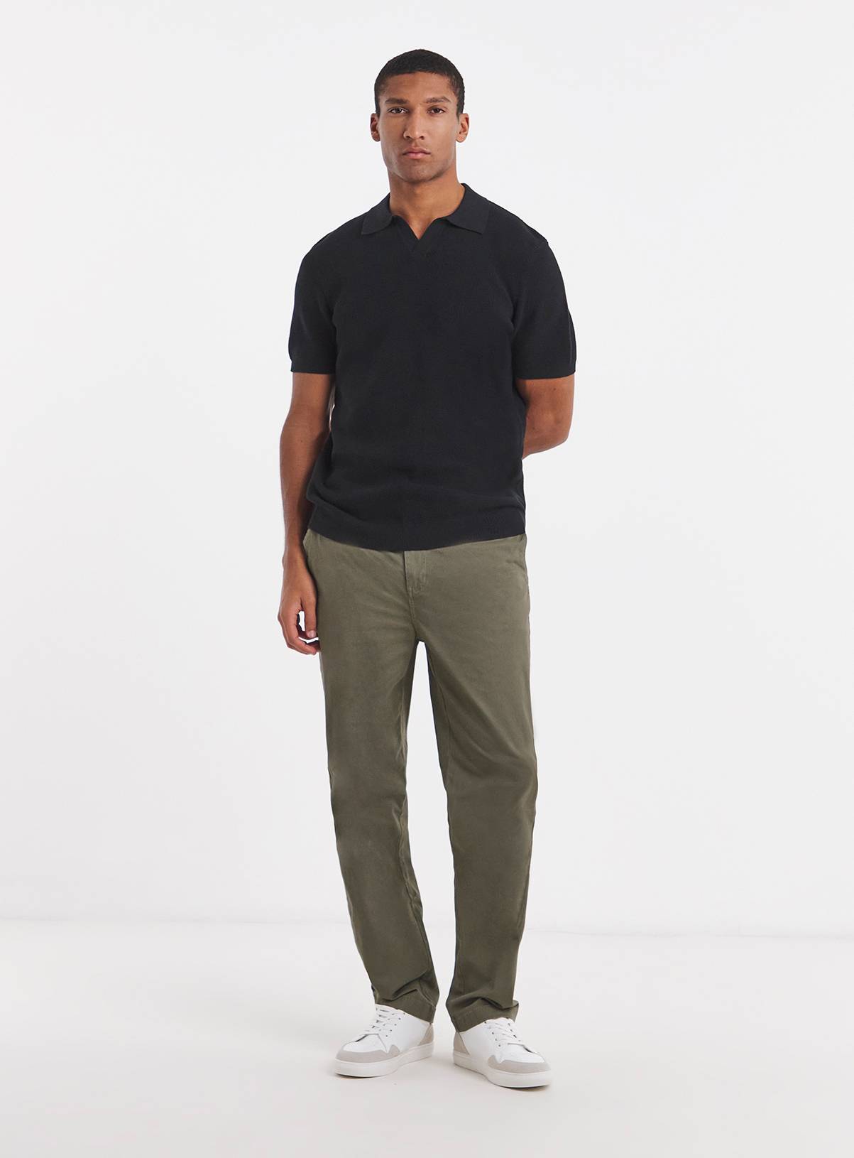 JACAMO Open Neck Knitted Textured Polo Black L - Image 4