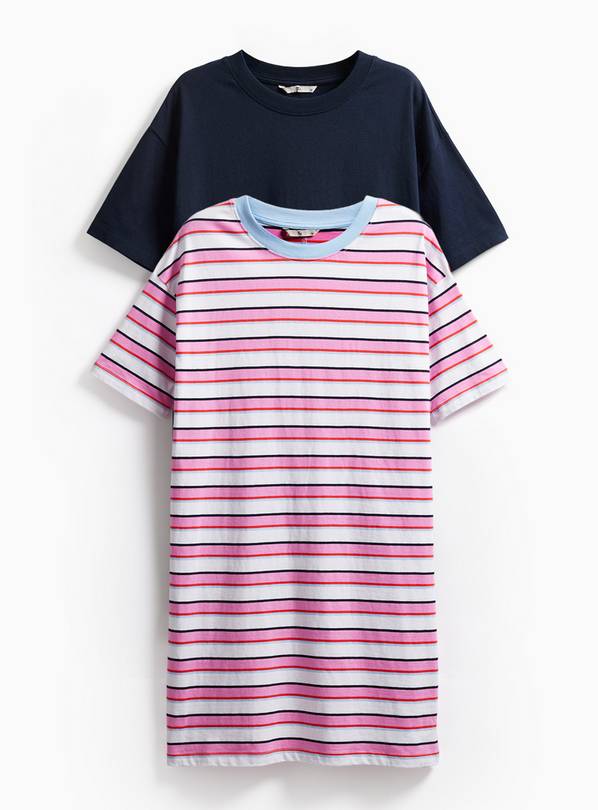 Pink Stripe & Navy Jersey Mini Dresses 2 Pack 8
