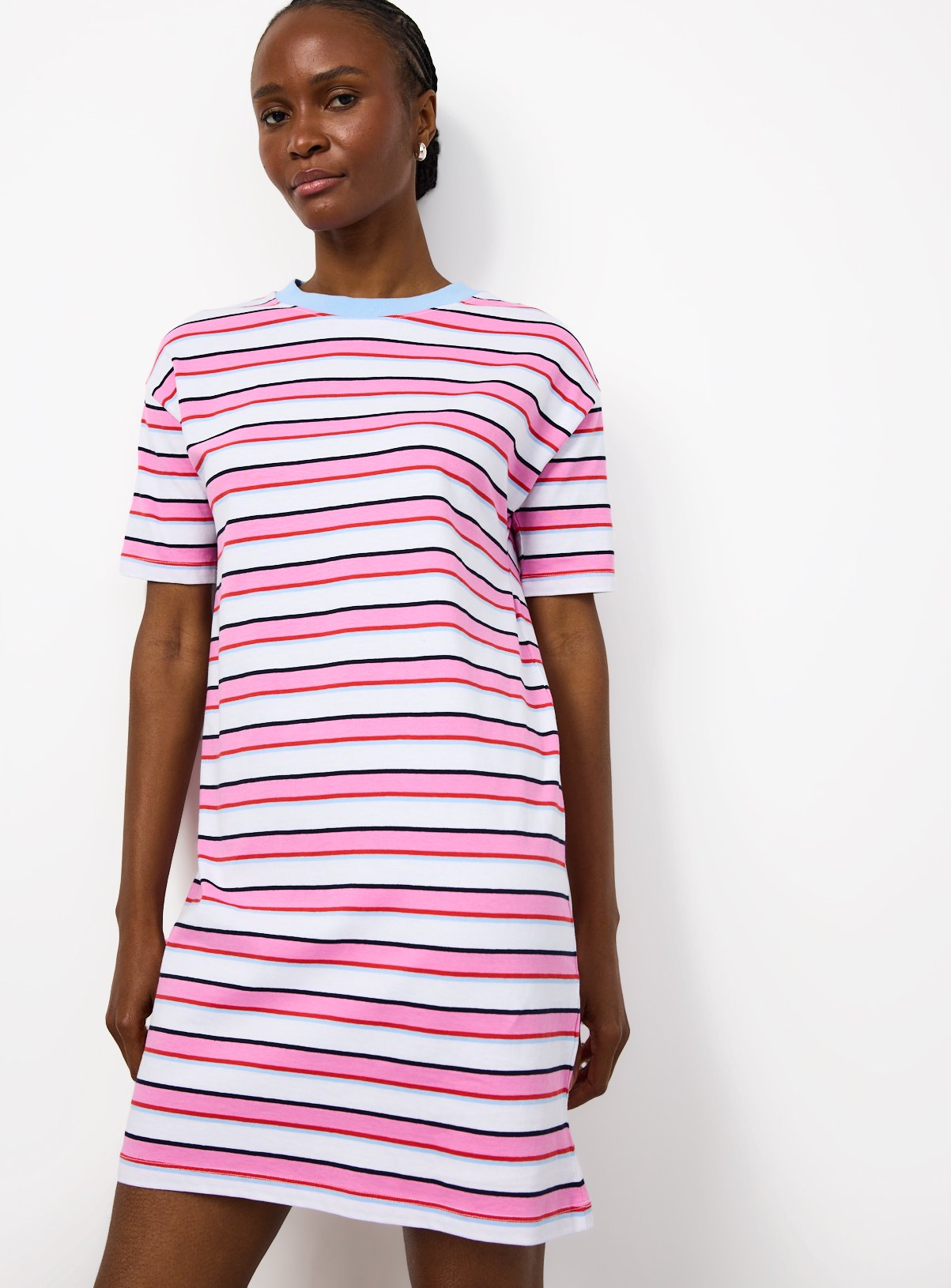 Pink Stripe & Navy Jersey Mini Dresses 2 Pack 14 - Image 2 thumbnail