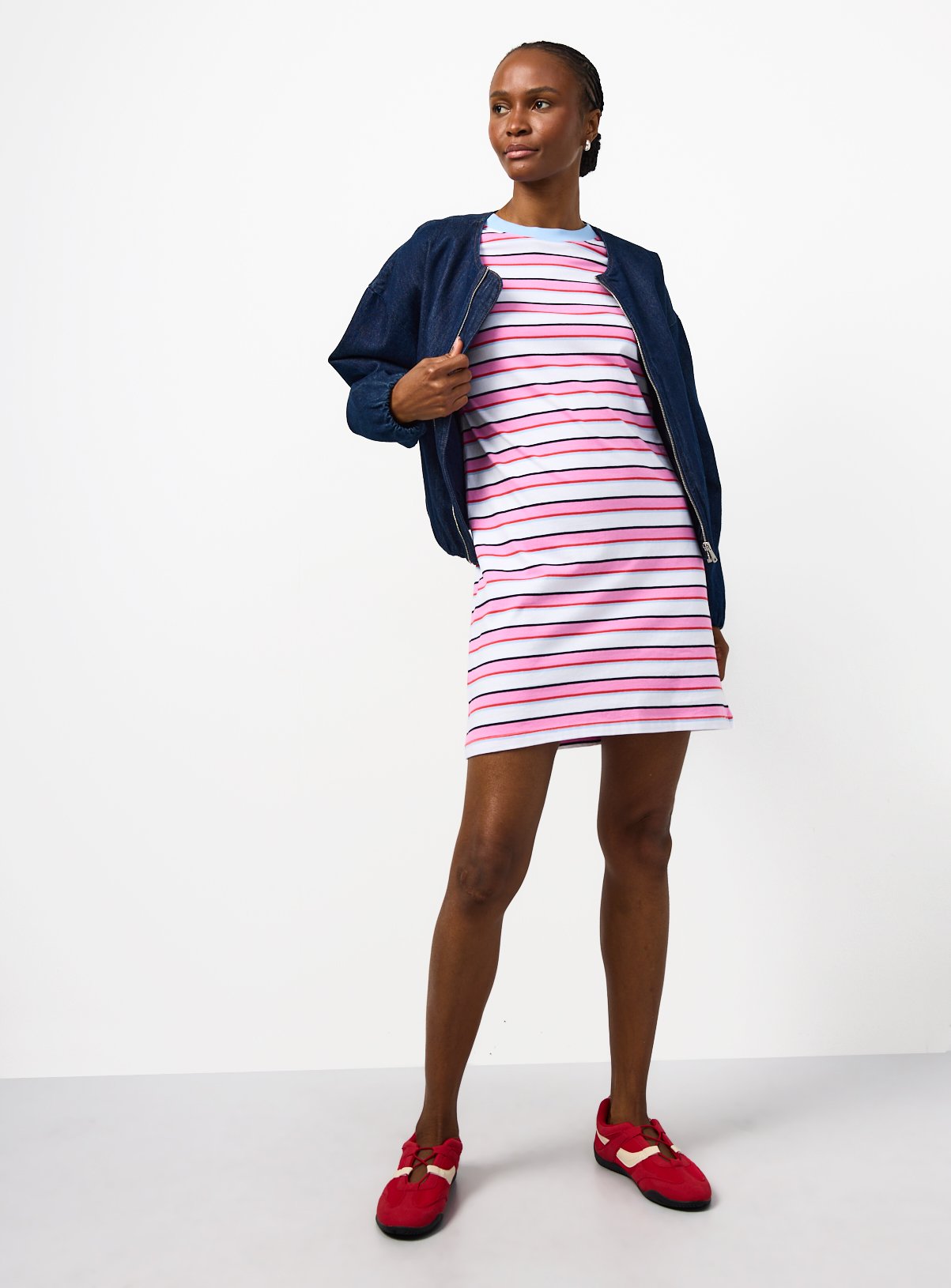 Pink Stripe & Navy Jersey Mini Dresses 2 Pack 14 - Image 3 thumbnail