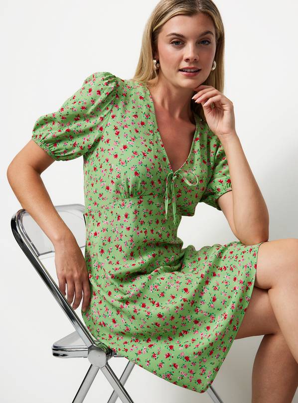Green Ditsy Floral Tea Dress 6