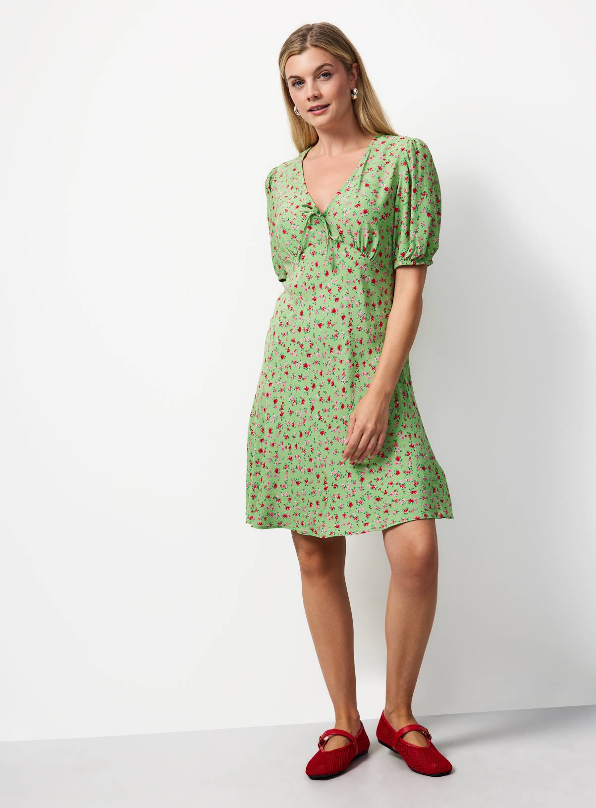 Green Ditsy Floral Tea Dress 24 - Image 2