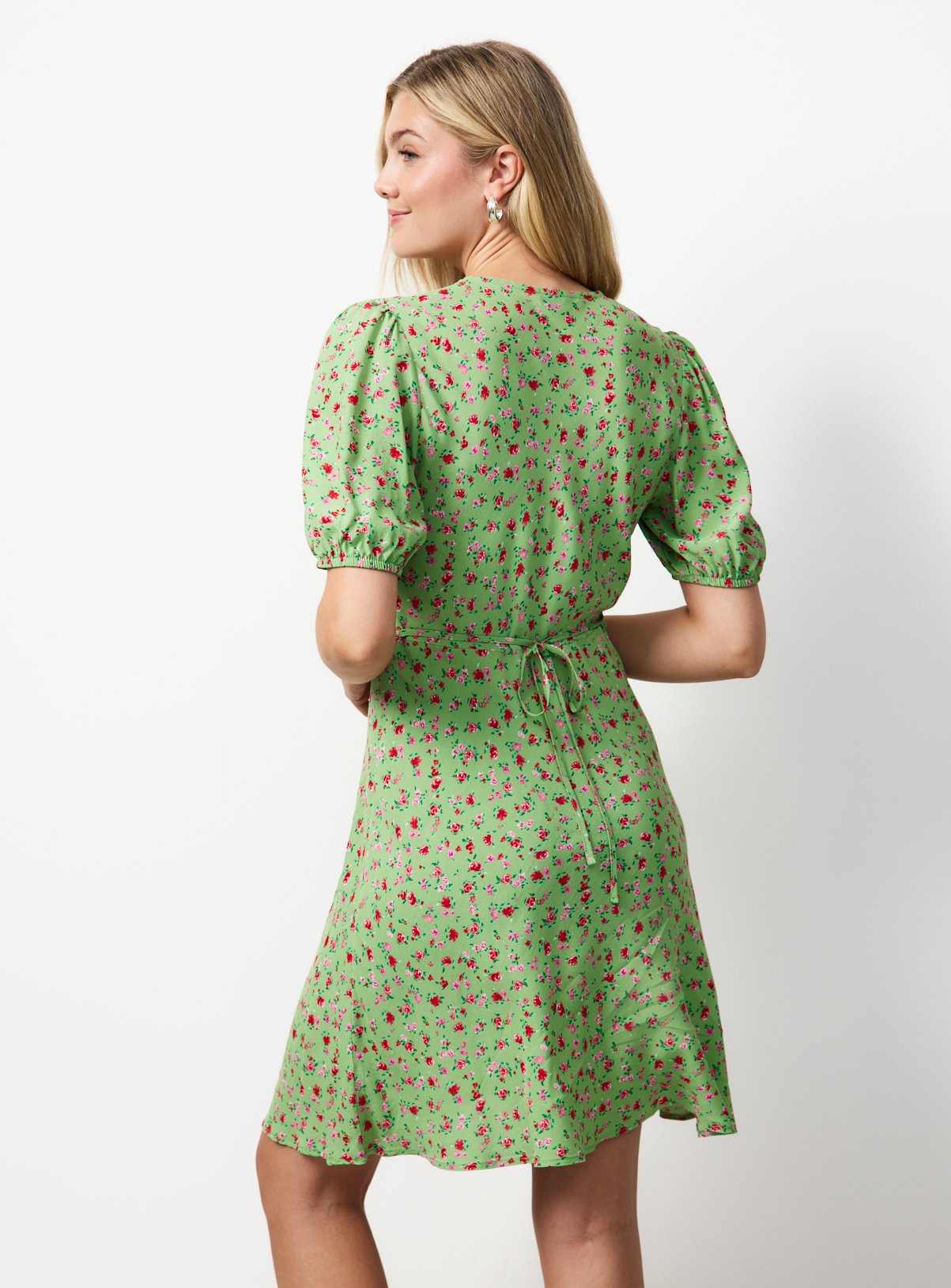 Green Ditsy Floral Tea Dress 24 - Image 4 thumbnail