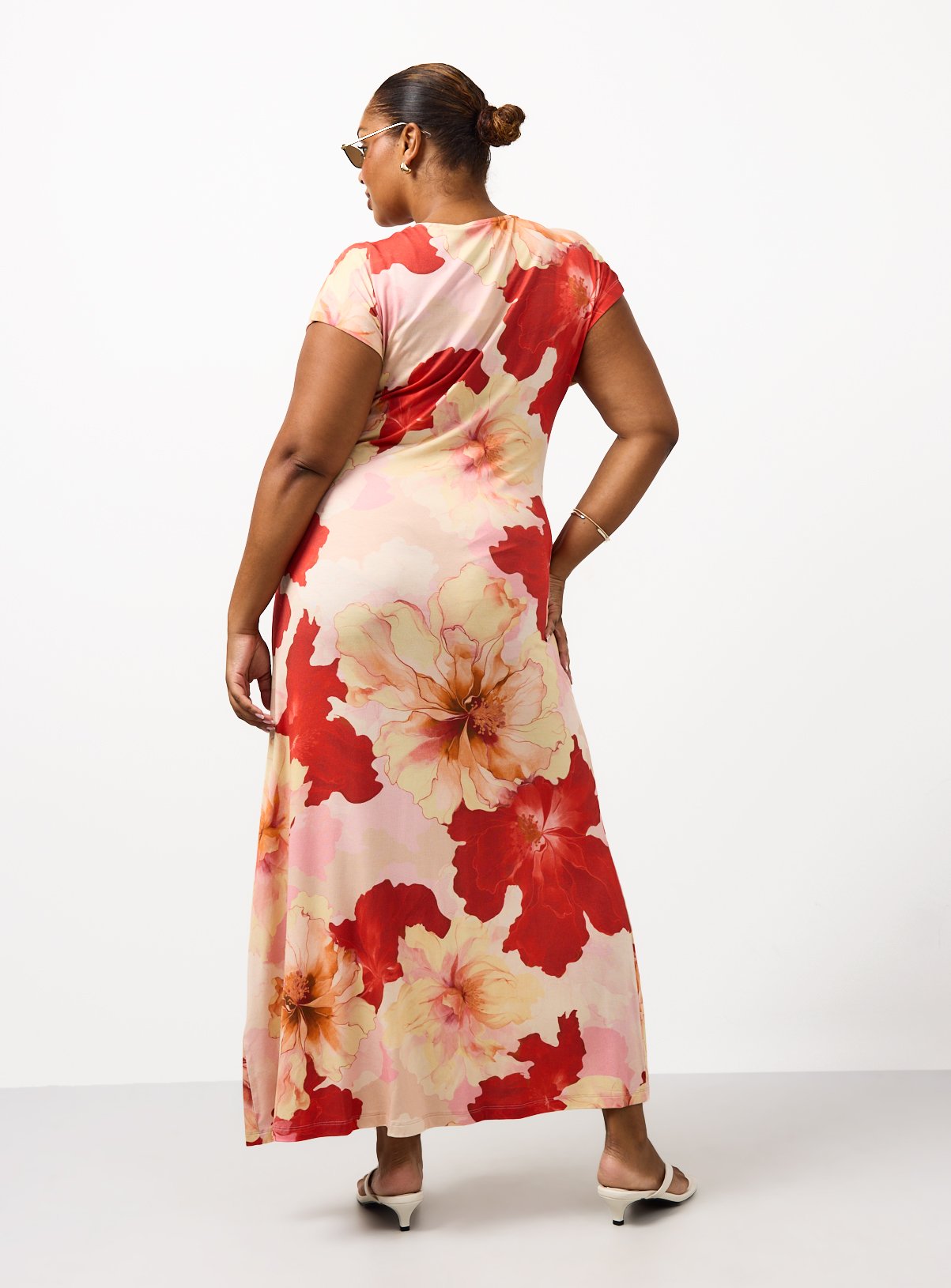 Pink Floral Print Sleeveless Midaxi Summer Dress 20 - Image 4 thumbnail