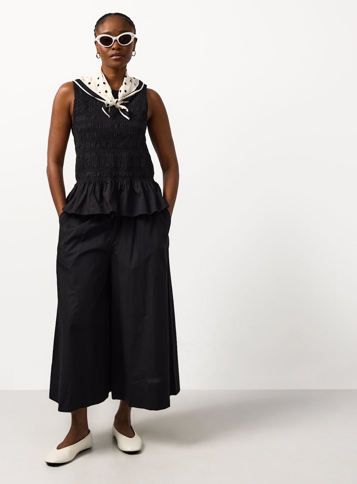 Black Poplin Shirred Sleeveless Co-ord Top 10 - Image 2 thumbnail